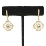 925 Sterling Silver Clover Dangle Earrings - Baguette Zircon