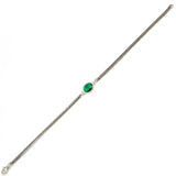925 Sterling Silver Emerald Green Zircon Fox Tail Chain Bracelet