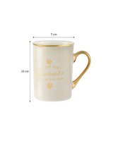 Elegantní bílý a zlatý keramický hrnek na kávu - objem 280 ml