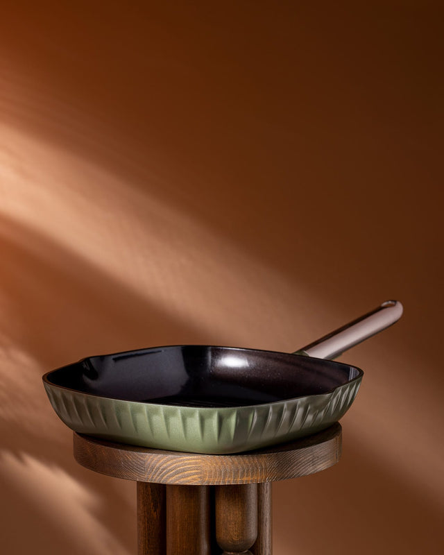 16 cm Non-Stick Grill Pan for Stovetop, Green Cookware