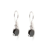 Sterling Silver Oval Onyx-Colored Zircon Dangle Earrings