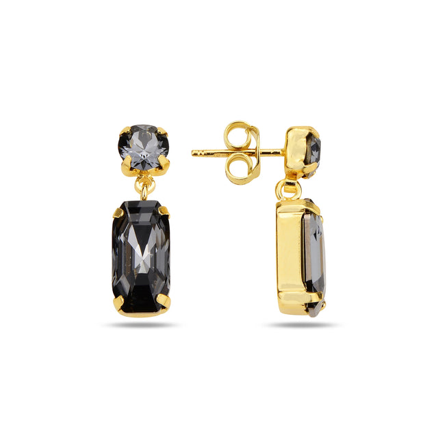Cushion & Baguette Crystal Dangle Earrings - Modern Sparkle
