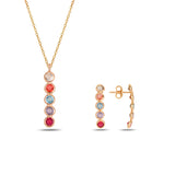 Ensemble de bijoux en argent sterling 925 avec cristaux Swarovski - Pendants colorés