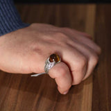 Premium 925 Sterling Silver Round Tiger's Eye Men's Ring
