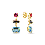 Colorful Mixed Cut Crystal Earrings - Modern Sparkle Design