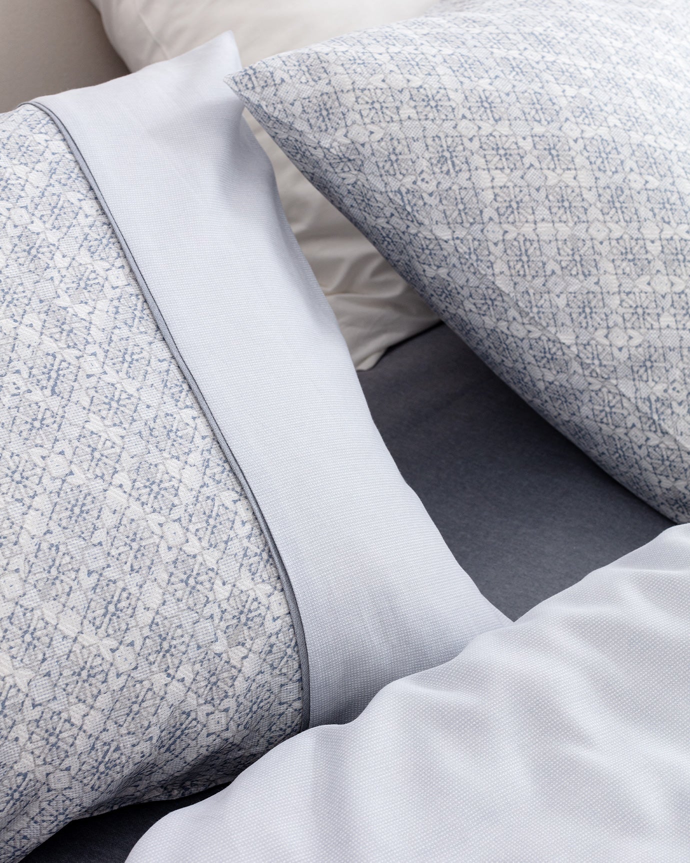 King Size 100% Cotton Printed Duvet Cover Bedding Set - Blue Gray