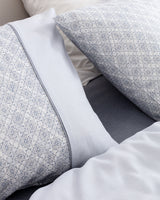 King Size 100% Cotton Printed Duvet Cover Bedding Set - Blue Gray
