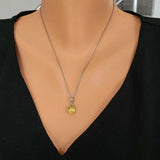 925 Sterling Silver Oval Citrine-Colored Zircon Pendant Necklace