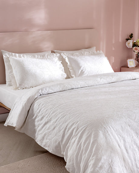 100% Cotton King Size Duvet Cover Set - Aulne Embroidered Design