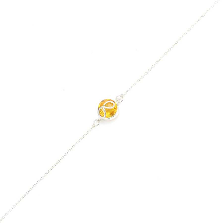 925 Sterling Silver Synthetic Citrine Infinity Bracelet