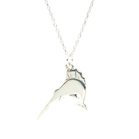 Sterling Silver Swordfish Charm Pendant Necklace - Ocean Inspired