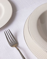 New Bone Porcelain 6-Person Dinner Set - Elegant White & Silver