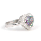 Sterling Silver Heart Mystic Topaz & Zircon Antourage Ring