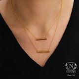 Sterling Silver Double Bar Necklace - Minimalist Layered Style