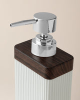 Light Brown Wooden Liquid Soap Dispenser for Bathroom Countertop