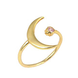 Yellow Plated Sterling Silver Pink Zircon Crescent & Star Ring