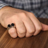 925 Sterling Silver Garnet Unisex Ring - Antique Style