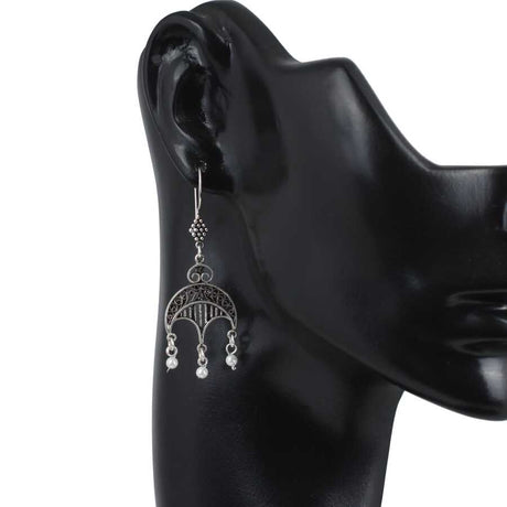 Handcrafted Sterling Silver Pearl Filigree Earrings