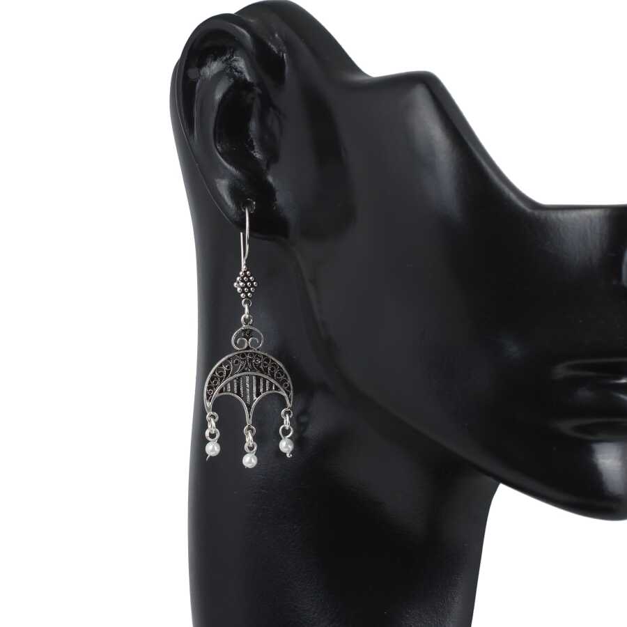 Handcrafted Sterling Silver Pearl Filigree Earrings