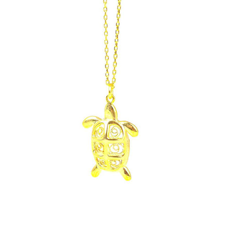 925 Sterling Silver Filigree Turtle Pendant Necklace
