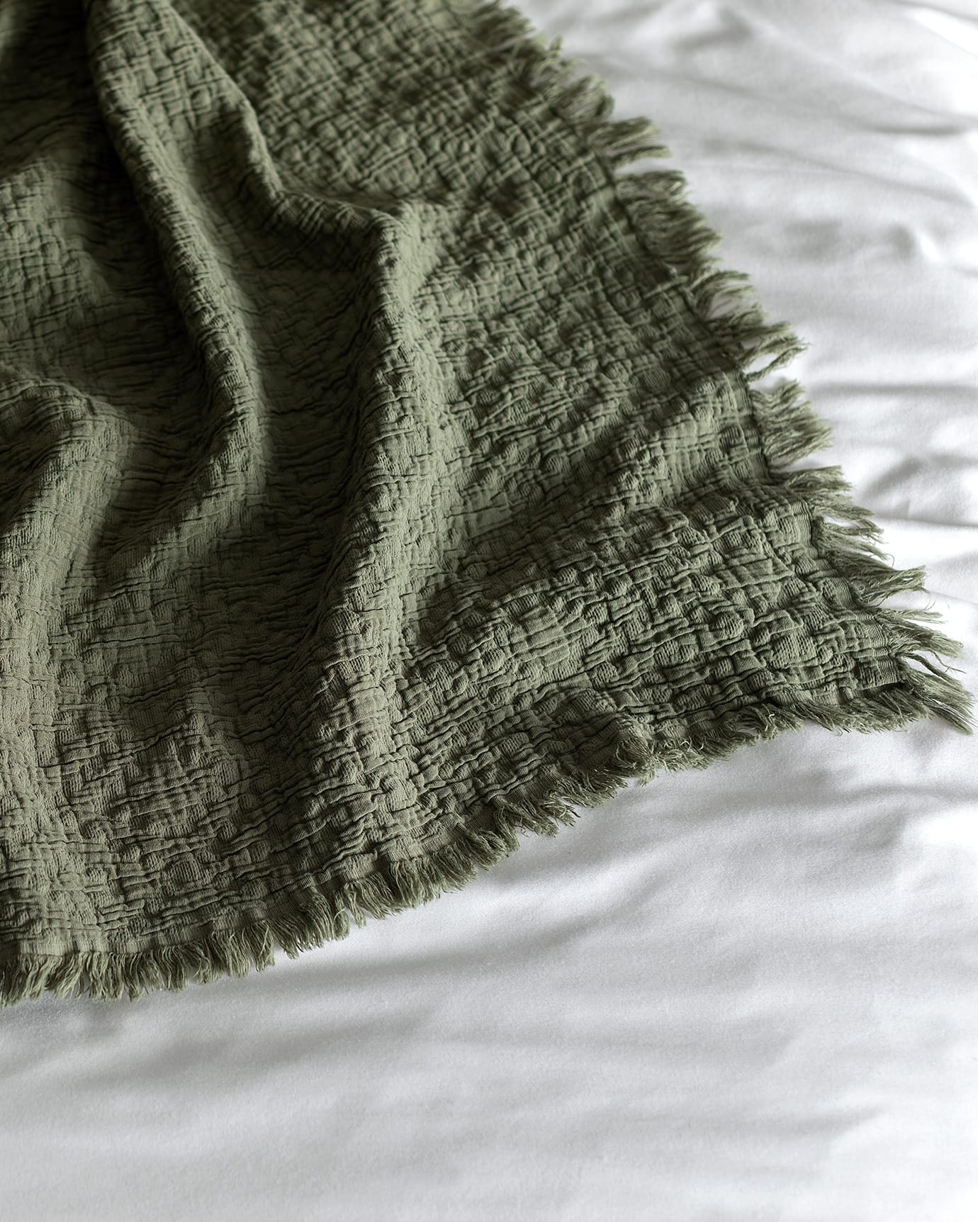 Premium Double Cotton Bedspread Khaki Luxury