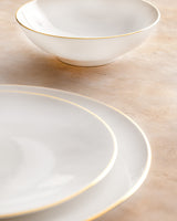 New Bone Porcelain 6 Person Dinner Set - Elegant White & Gold Trim