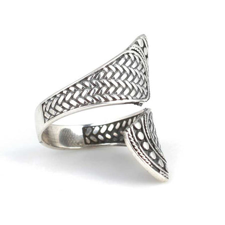 925 Sterling Silver Adjustable Ring - Detailed Cast Design