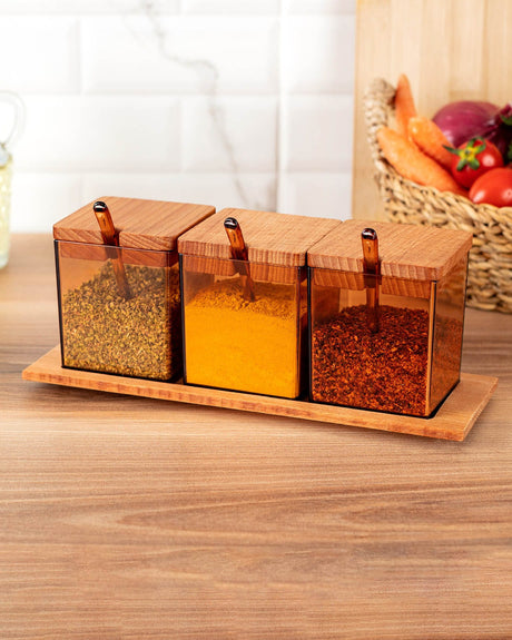 3-Piece Spice Jar Set - Kitchen Food Storage Containers