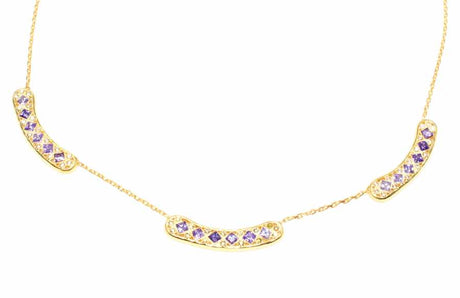 925 Sterling Silver Aurora Pendant Necklace - Yellow-Tone Purple & White Zircon