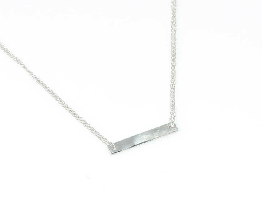 925 Sterling Silver Double Chain Plate Necklace - Modern Minimalist