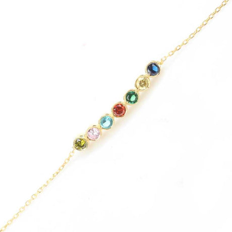 925 Sterling Silver 7-Row Rainbow Zircon 'River of Gems' Bracelet