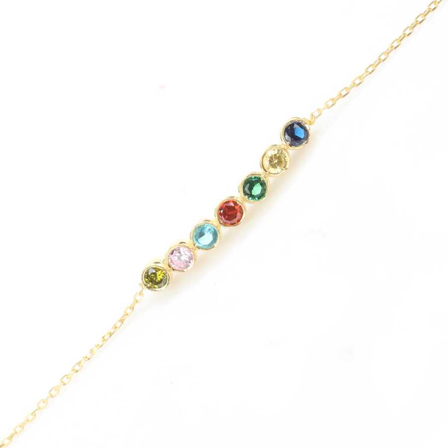 925 Sterling Silver 7-Row Rainbow Zircon 'River of Gems' Bracelet