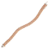 Sterling Silver Orange Zircon Gourmet Chain Bracelet