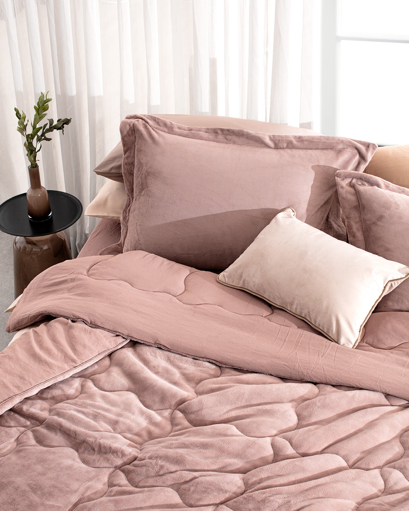 King Size Bedding Set, Powder Pink Complete Collection