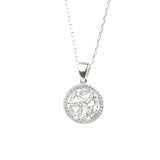 925 Sterling Silver Round Baguette Zircon Pendant Necklace