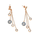 925 Sterling Silver Evil Eye Snowflake Dangle Earrings - Rose Finish