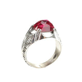Premium 925 Sterling Silver Oval Faceted Synthetic Ruby Ring