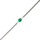 925 Sterling Silver Emerald Green Zircon Fox Tail Chain Bracelet