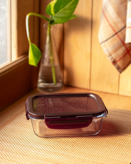Rectangular Borosilicate Glass Food Storage Container with Lid - 650ml