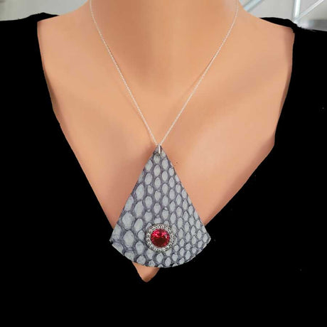 Premium Red Gemstone Teardrop Necklace Pendant