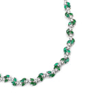 Sterling Silver Lotus Flower Waterway Necklace with Green & White Zircon