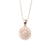 Premium 925 Sterling Silver Sunflower Baguette Stone Necklace