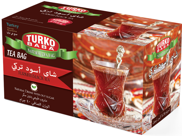 TURKOBABA Premium Turkish Black Tea Bags - 20 Count