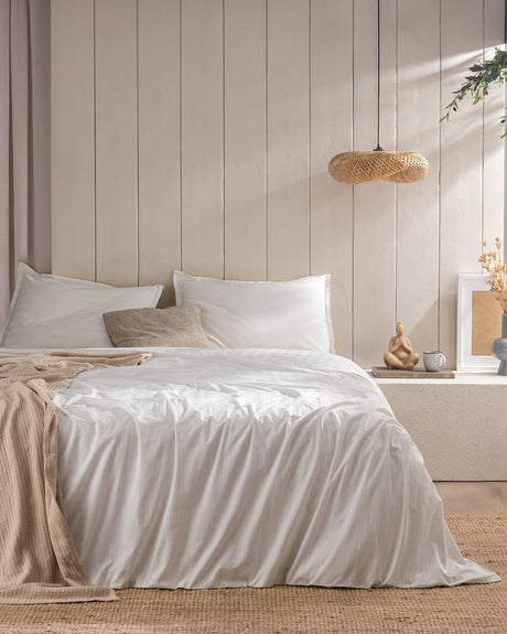 Full Size Cotton Sateen Striped Duvet Cover Set