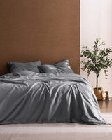 Queen Size 100% Cotton Duvet Cover Bedding Set - Light Gray