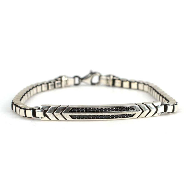 Premium 925 Sterling Silver Onyx Detailed Bracelet