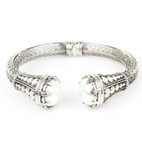 925 Sterling Silver Mabe Pearl Bracelet - Ancient Byzantine Style