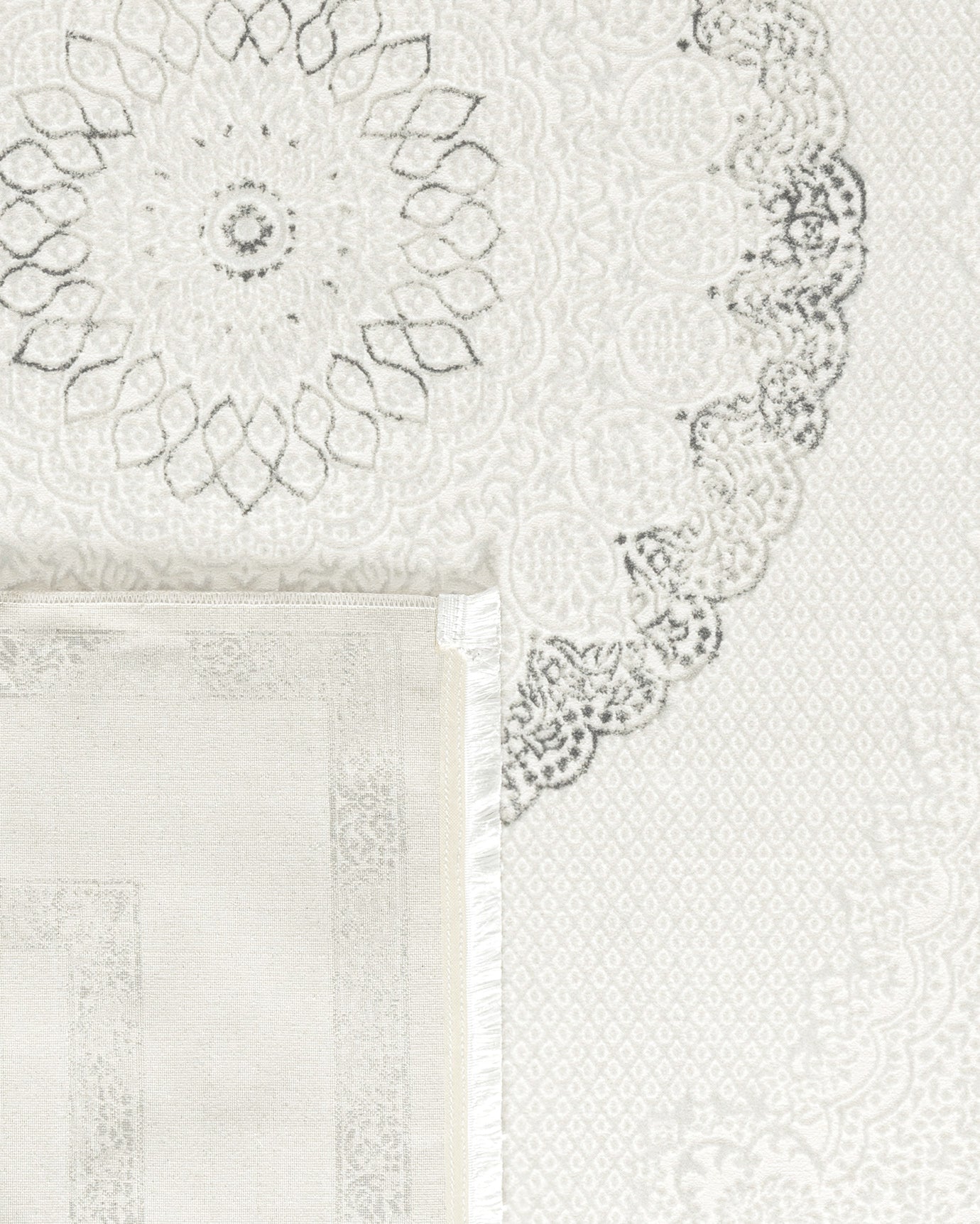 Soft Polyester Area Rug - Modern White & Grey Design
