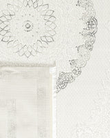 Soft Polyester Area Rug - Modern White & Grey Design