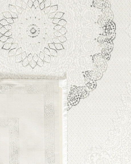 Soft Polyester Area Rug - Modern White & Grey Design